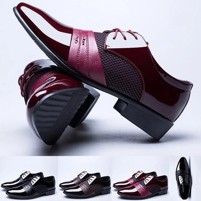 New British Men Leather Shoes, Classic Pointed Toe Formal.