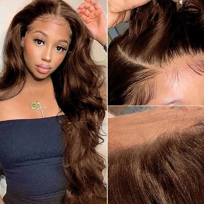 Short Bob Wig | Glueless 13x4 Lace Front Wig | Chocolate Brown Body Wave | Brazilian Remy Human Hair | Ready to Wear