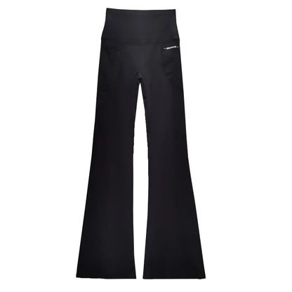 Plus Size Fit Yoga Flared Trousers, Seamless, Two Sides Pocket Leggings High Waist Push Up Butt Training Leggings.
