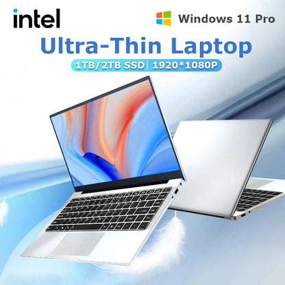 14.1" Ultra Slim Windows 11 Pro Laptop Computer, intel Atom A3950 12GB RAM, 1TB 2TB SSD Notebook, PC 1080P HD Office Study Laptops.