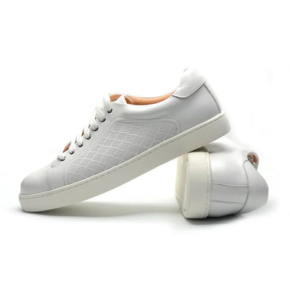 Luxury Designer Men's Genuine Leather Skateboard Sneakers | Classic Black, White & Brown Lace-Up Casual Oxfords