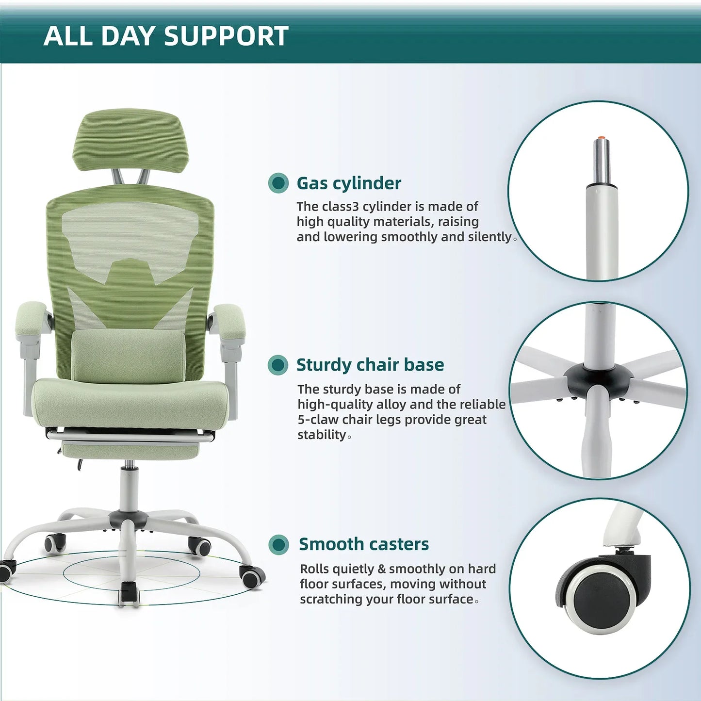Ergonomic Reclining Mesh Living Room Rocking Chair  Swivel   Lumbar Support