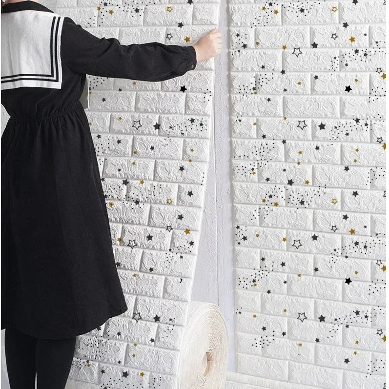 3D Self-Adhesive Wallpaper, 70cm*1/5/10m , Waterproof Brick Wall,  Living Room, Bedroom, Children's Room Home Decor