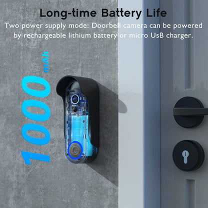 WiFi Home Smart Video doorbell, Outdoor bidirectional HD door eye camera, 1080P support SD card cloud storage waterproof.