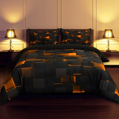 Blue and Black Bedding Duvet Cover Set, Geometric Set for Kids Comforter Cover Set