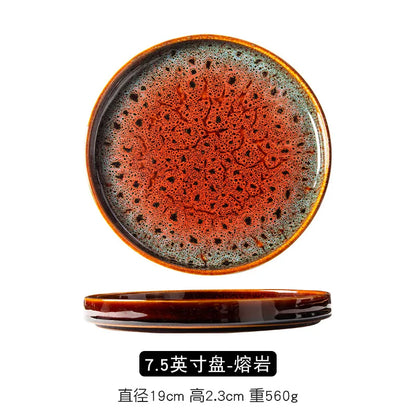 Ceramic household dish Ceramic dumpling plate ins high appearance level Western plate Japanese round tray