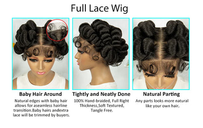 Handmade Bantu Knotless Box Braids Full Lace Wig | African Braiding Hair | Synthetic Wig