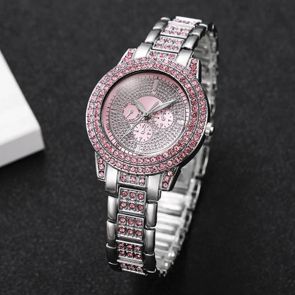 1/3PCS Luxury Rhinestone Women Watch, Diamond Jewelry Set, Elegant Steel Ladies Quartz Wristwatch.