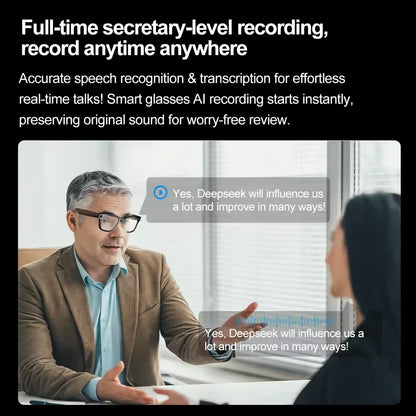 New 8 Million Pixels Camera Smart Glasses, Recording Videos, AI Photo Recognition, Answer Translation, Waterproof Blue light Glasses.