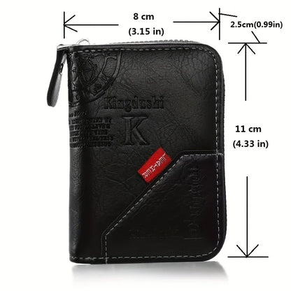 Vintage Leather Wallet, Slim Card Holder with 12 Slots Unisex.
