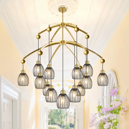 Contemporary Lighting Adjustable Farmhouse Chandelier Black Rope Pendant