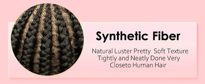 Natural Color Bantu Knot Braided Wig | Cornrow Braids | Full Lace | Heat Resistant Synthetic Wig | African Women