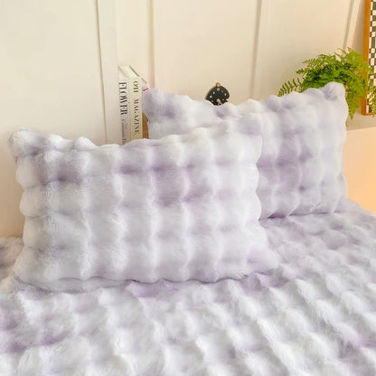 2pcs Fluffy Plush Pillowcase 48x74cm Winter Warm Thickness Soft Rabbit Fleece.