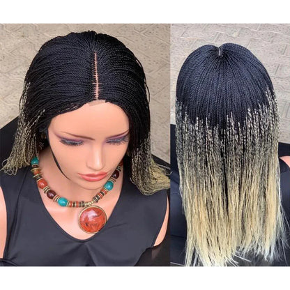 Senegalese Micro Twist Braided Wig | Bob Length | Light Passion Twist | Lace Front Wig | Black Women