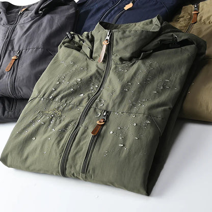 Windbreaker Men Tactical Jacket Waterproof Hooded Coat Size S-5XL