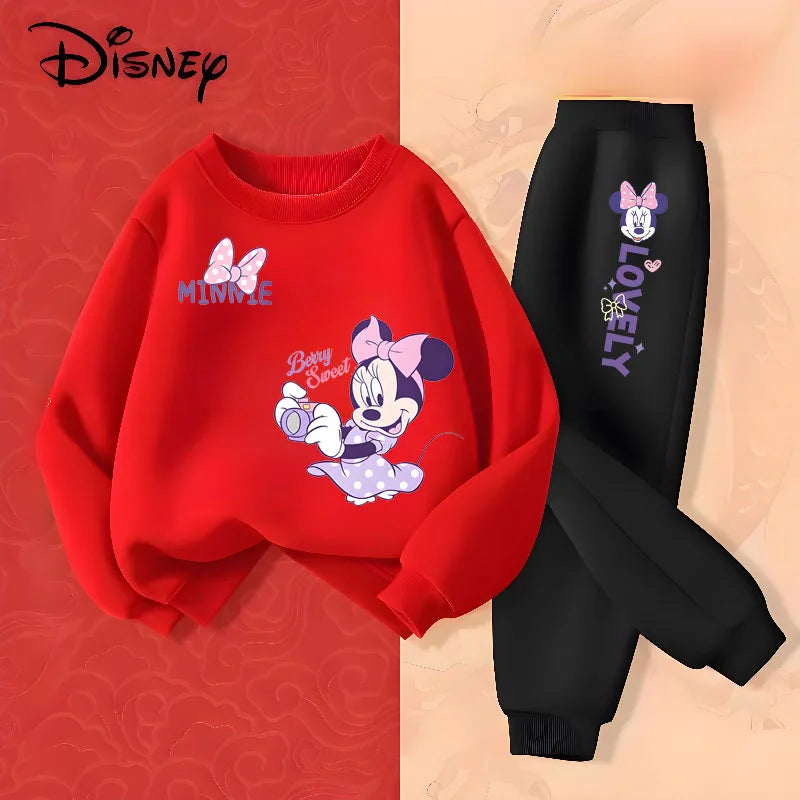 Long Sleeve Children's Clothing Sets, Spring New Disney Girls' Pullover, Long Pant Two Piece Suit.