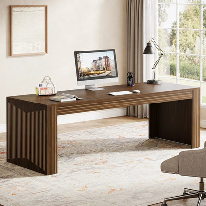 79-Inch Extra Long Desk, Two Person Double Desk for Home Office, Wooden Long Computer Desk.