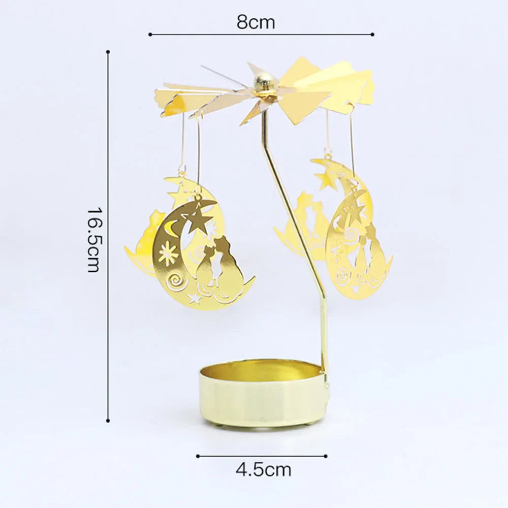Spinning Tealight Holder, Aluminum Alloy Carousel Heat Powered, Rotating Candle Display.