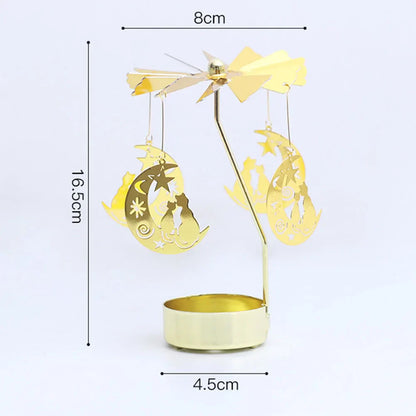 Spinning Tealight Holder, Aluminum Alloy Carousel Heat Powered, Rotating Candle Display.