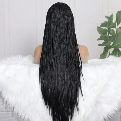 13x4 Goddess Faux Locs Braided Wig | Knotless Twist Box Braids | Long Synthetic Lace Front | Bleached Knots