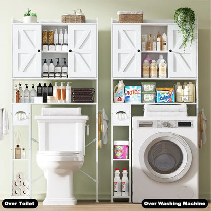 32"W Over The Toilet Storage Cabinet, with Metal Frame and 7 Storage Shelves.