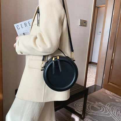Round Crossbody Bags for Women | High Quality PU Leather Designer Shoulder Bag & Female Clutch Purse (Solid, Soft)