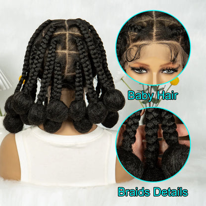 KIMA Burgundy Jumbo Box Braids Full Lace Wig | 350 Colored Bubble Braids with Baby Hair