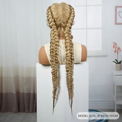 36" Burgundy Twist Cornrow Braids Wig | 99J | Lace Frontal | Baby Hair