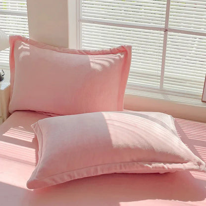 1/2pcs Soft Flannel Pillowcase Winter Warm  Cushion Cover Adult Kids.