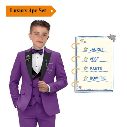Autumn New Arrival Kids Formal Suit Set, 3 Pieces Velvet Notched Lapel Neck , Matching Vest and Pants, Boy's Tuxedo Set.