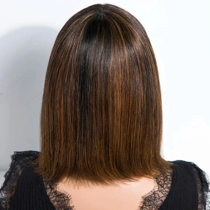 "Put On & Go" Straight Bob Wig | Easy Wear Human Hair with Bangs & Realistic Scalp