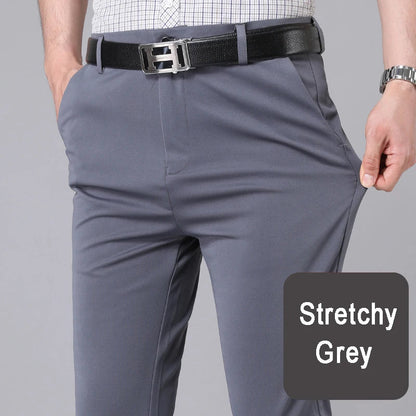 Male Pants Stretch Solid  Casual  Trousers  Quick Dry  Straight Pants