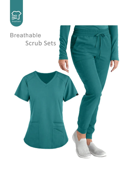 (Four-piece set) Scrubs Uniform Women's, Elastic Sports Nurse Uniform, Breathable Scrub.