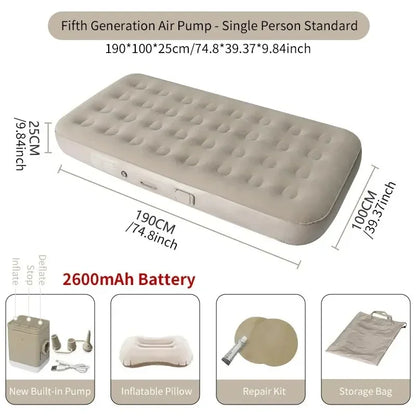 New Air Mattress Built-in Pump Self-inflating Cushion, Outdoor Tent Inflatable Bed Double sleeping For Camping or Indoor.