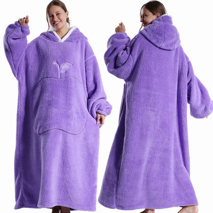 Extra Long Wearable Blankets, Winter Flannel Hooded Blanket, Full Sleeves Men Women Soft Throw Blanket.