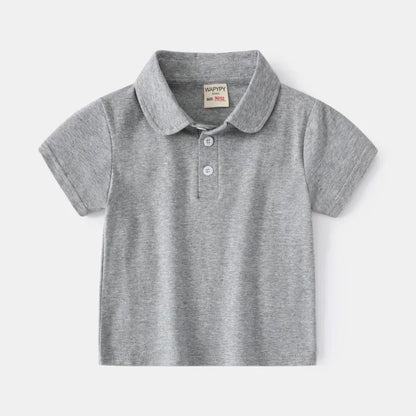 Boys Cotton Polo Shirts Children Kids Girl T shirt 2025,White Solid ColorTops