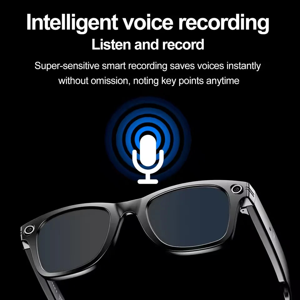 New 8 Million Pixels Camera Smart Glasses, Recording Videos, AI Photo Recognition, Answer Translation, Waterproof Blue light Glasses.