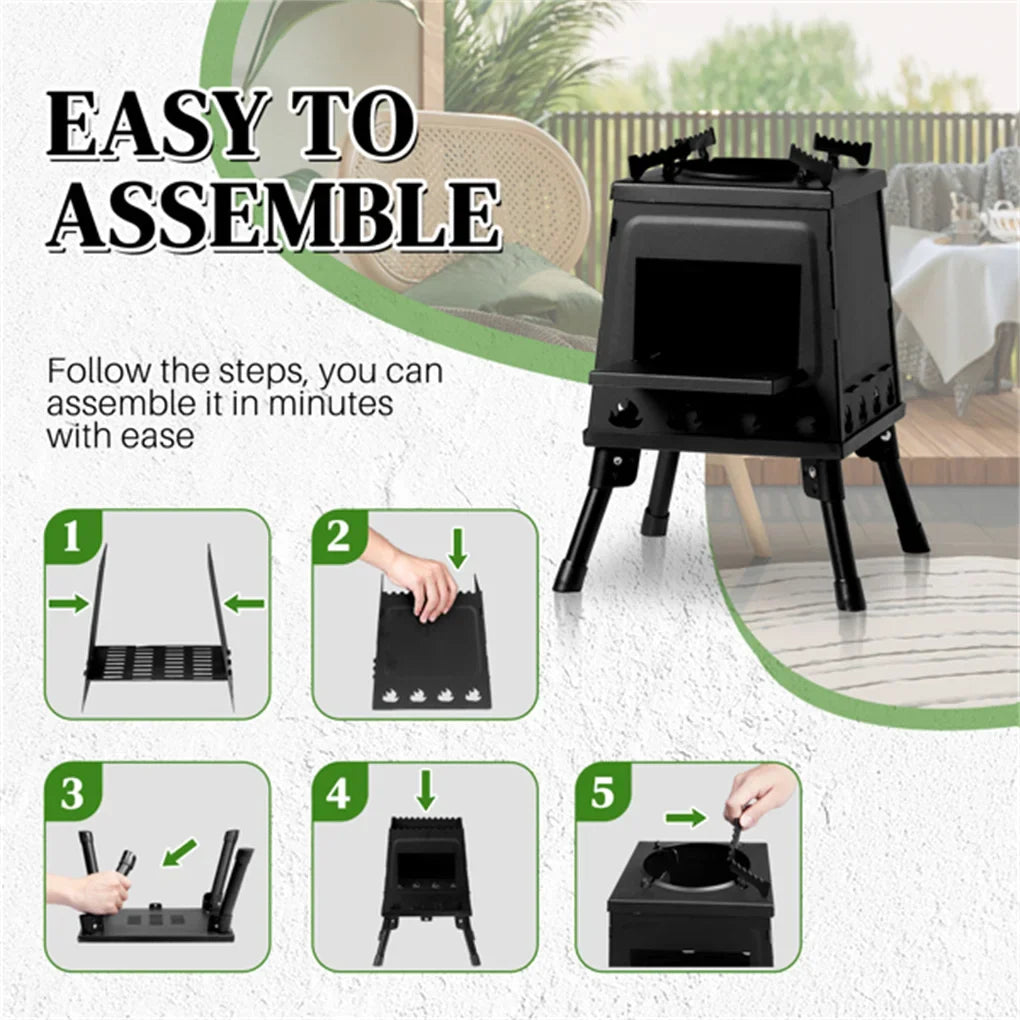 Portable Windproof  Wood Heater with Burner