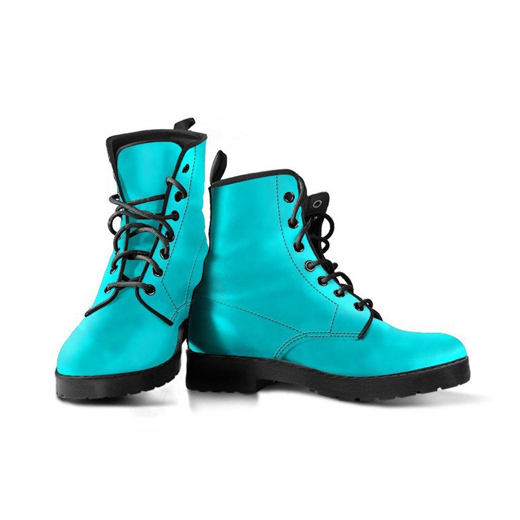 Robins Egg Blue Memory Foam Boots | All Season Lace Up Boots | Vegan Leather Combat Boot
