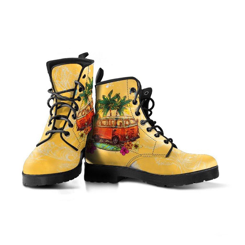 Van Life  Memory Foam Boots | All Season Lace Up Boots | Vegan Leather Combat Boot