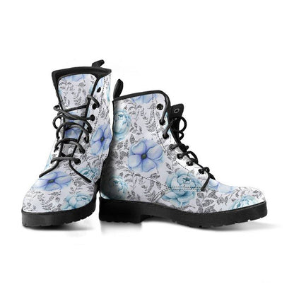 Winter Flowers  Memory Foam Boots | All Season Lace Up Boots | Vegan Leather Combat Boot
