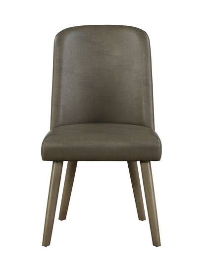 Waylon Synthetic Leather Side Chair (Set of 2) - Gray / Oak