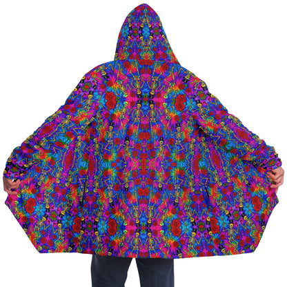 Tie Dye Dancing Skeleton Cuddle Cloak | Grateful Dead | Minky Sherpa Lined Coat with Hood, Zipper and Pockets | Women and Mens Festival Coat | Mountain Fashion