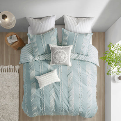 King/Cal King 3 Piece Cotton Jacquard Duvet Cover Set