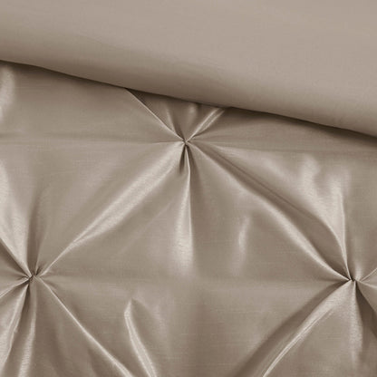 7 Piece Tufted Comforter Set Taupe Queen
