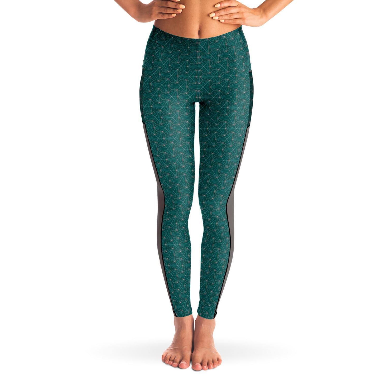 TURQUOISE SACRED CONNECTIONS PREMIUM MESH POCKET YOGA LEGGINGS