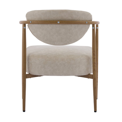 Beige PU Leather Dining Room Chair with Metal Frame