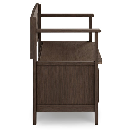 Amherst Solid Wood Entryway Storage Bench in Farmhouse Brown