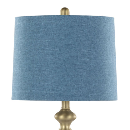 Ashland 27" Contemporary Metal Table Lamp Set in Gold with Linen Shades