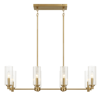 Willow Eight Lights Island Pendant Lamp - Satin Brass